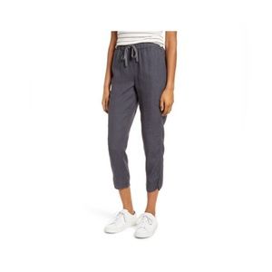 Caslon dark grey/gray 100% linen crop pants